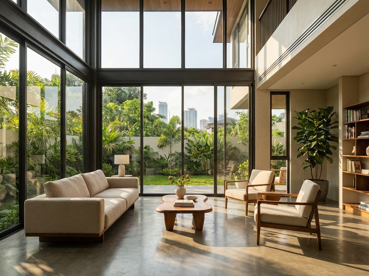 Modern glass installation interior